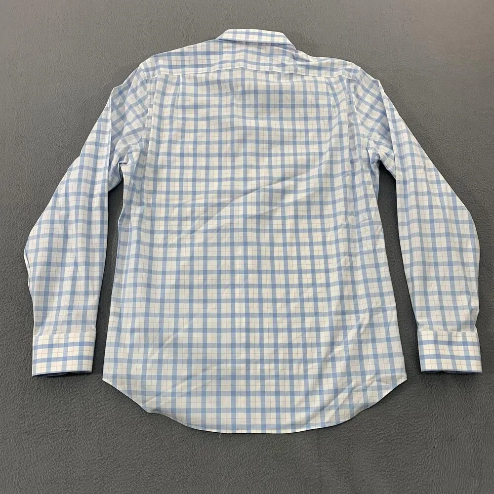 J.Crew Dress Shirt Mens 16.5 34/35 Blue Plaid Thompson Flex Wrinkle Free Stretch